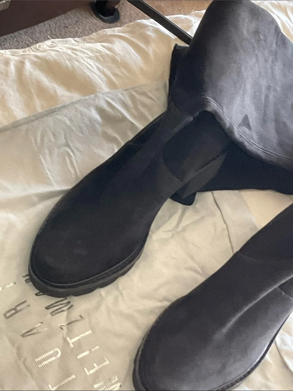 Stuart Weitzman Black Over-the-Knee Lug Sole Boots